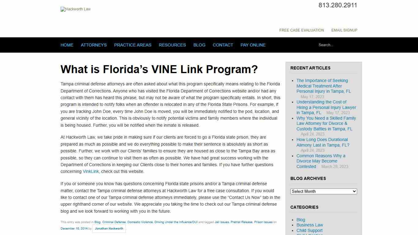 What is Florida’s VINE Link Program? - Hackworth Law